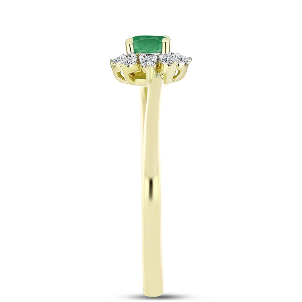 Anillo de Plata Bañada en Oro con Esmeralda de Brasil y Topacio Blanco 4 