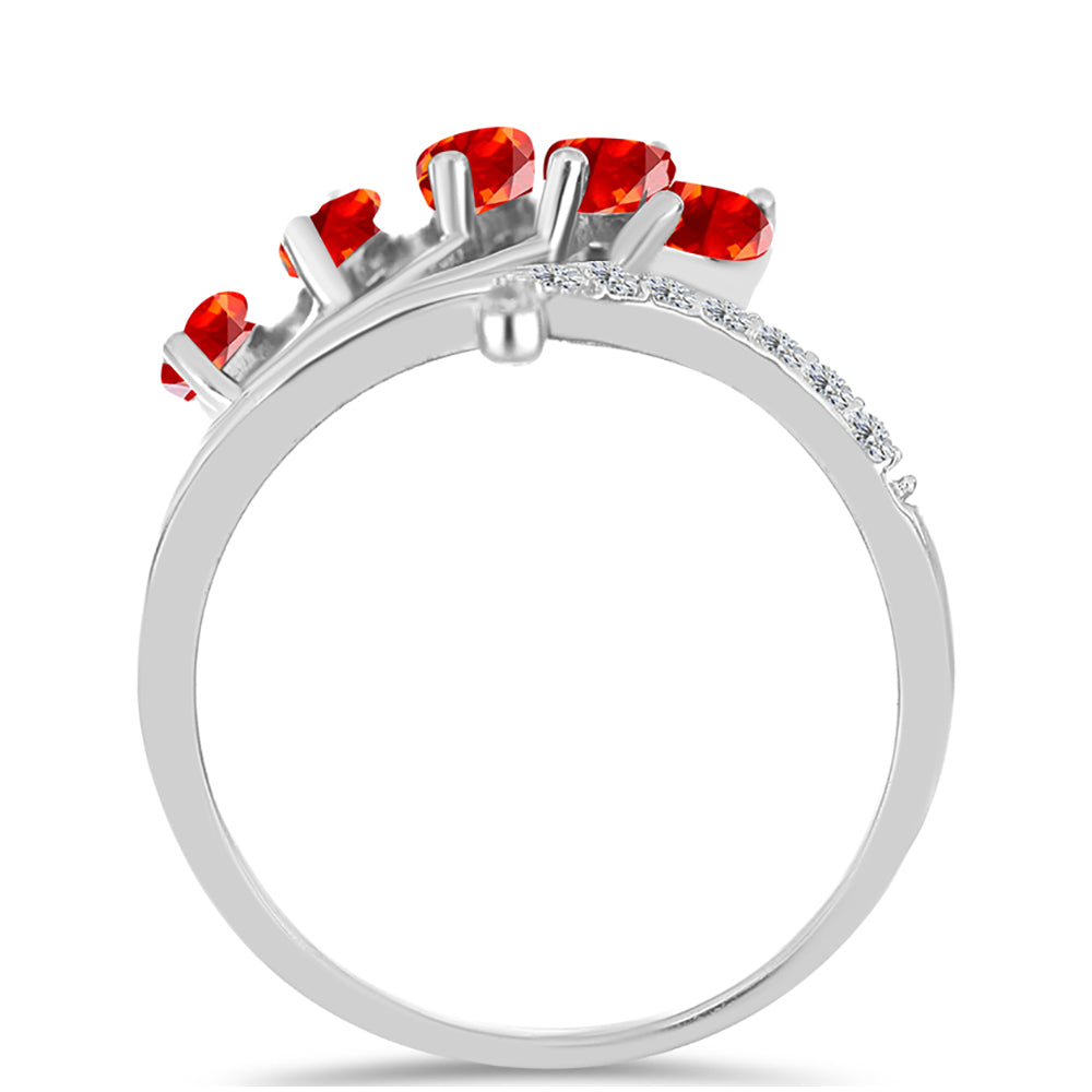Anillo de Plata con Ópalo Rojo etíope de Lega Dembi y Topacio Blanco 2 