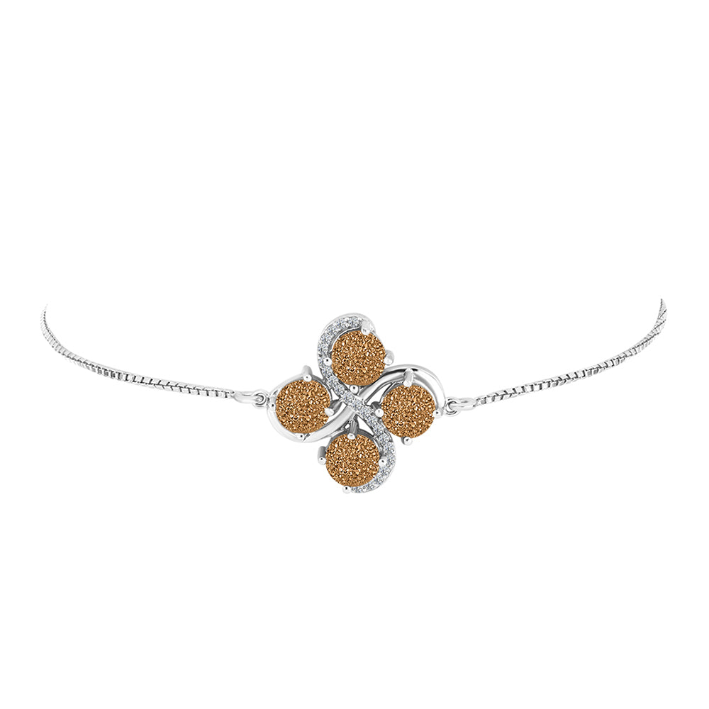 Pulsera de Plata con Drusa Dorada y Topacio Blanco 2 