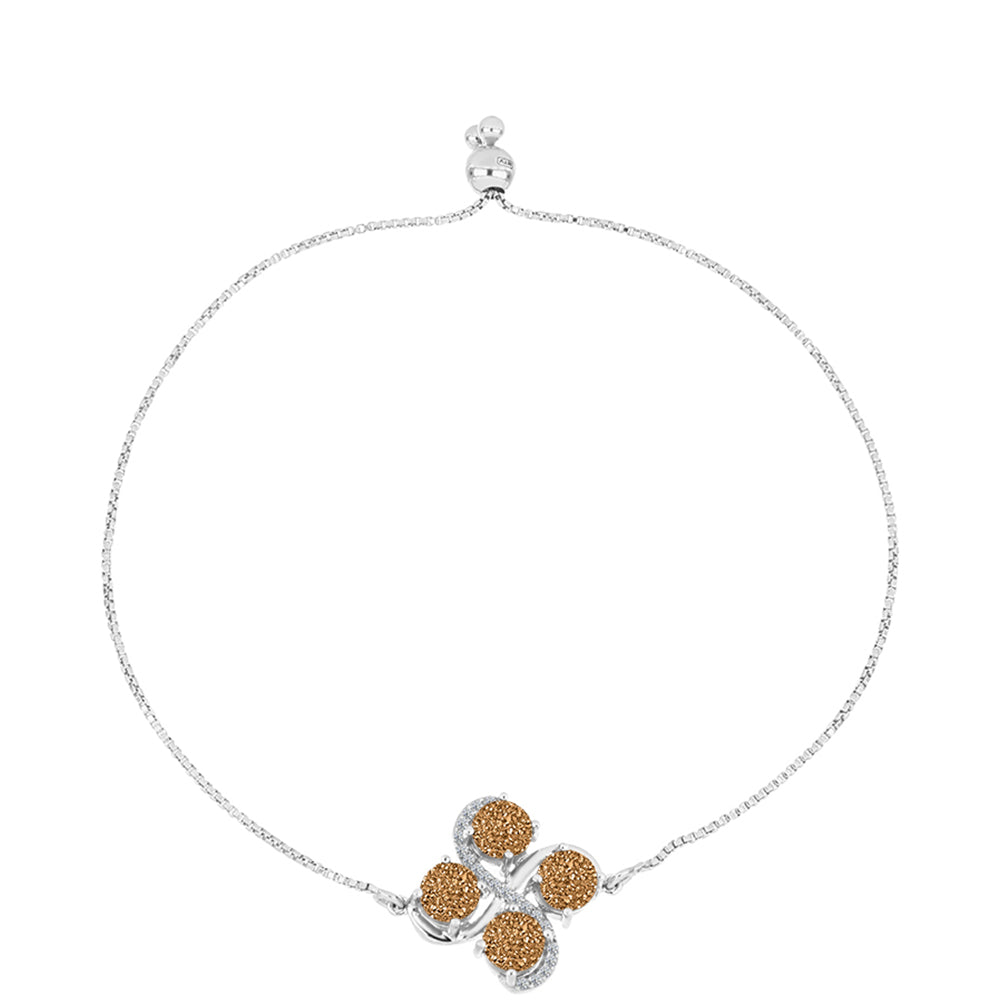 Pulsera de Plata con Drusa Dorada y Topacio Blanco 1 
