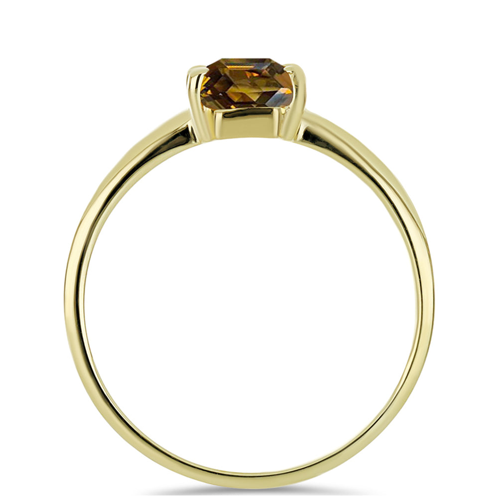 Anillo de Plata Bañada en Oro con Cuarzo Coñac
