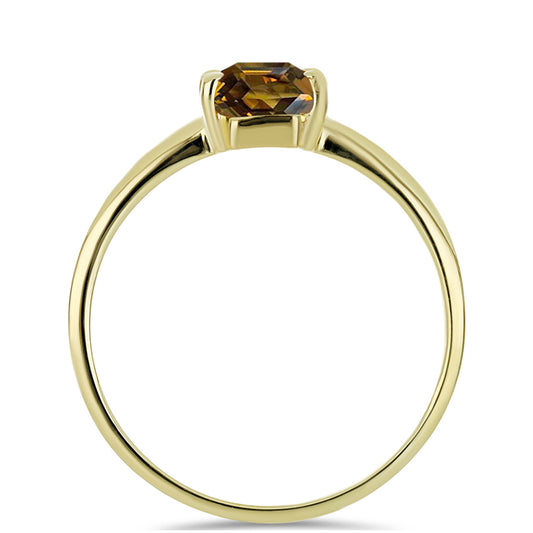 Anillo de Plata Bañada en Oro con Cuarzo Coñac