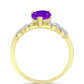Anillo de Plata Bañada en Oro con Ágata Púrpura y Topacio Blanco