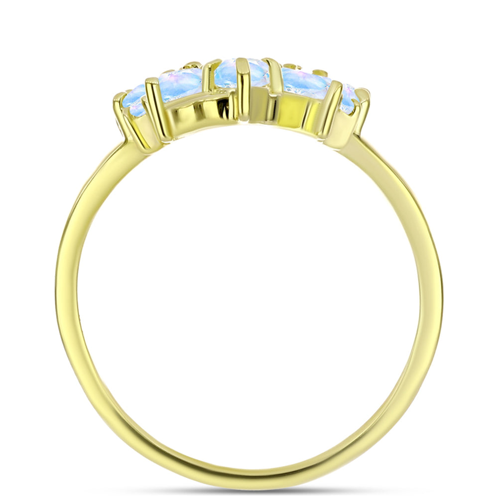 Anillo de Plata Bañada en Oro con Piedra Lunar Arco Iris 2 