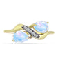 Anillo de Plata Bañada en Oro con Piedra Lunar Arco Iris y Topacio Blanco