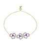 Pulsera de Plata Bañada en Oro con Ágata Púrpura y Topacio Blanco
