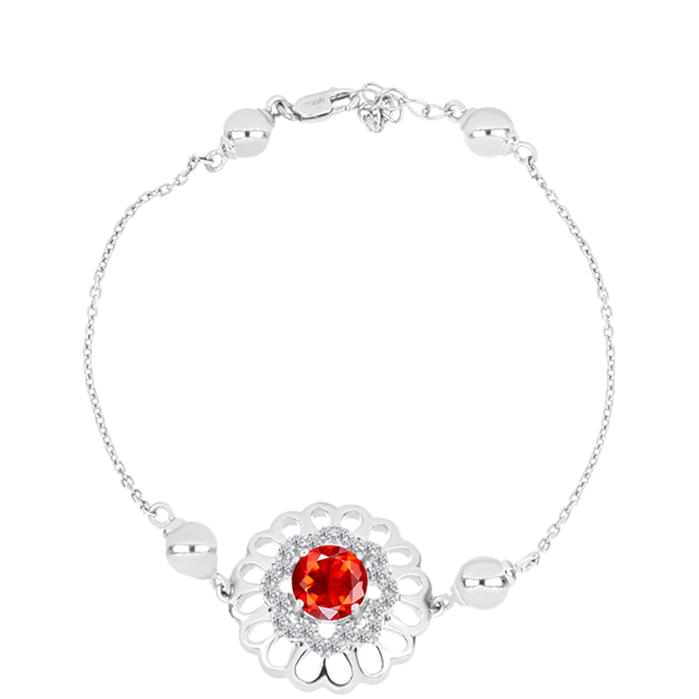 Pulsera de Plata con Ópalo Rojo etíope de Lega Dembi y Topacio Blanco