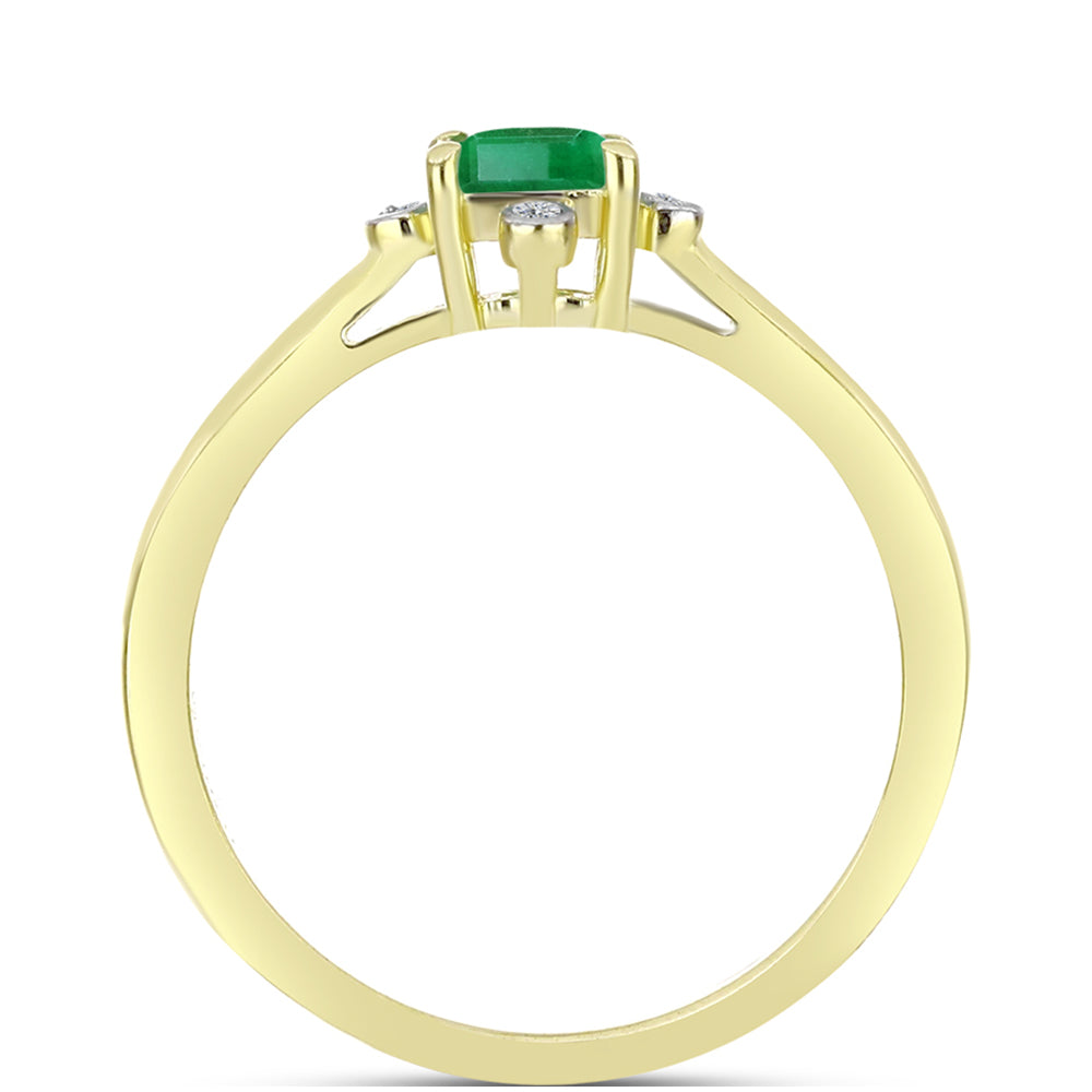 Anillo de Plata Bañada en Oro con Esmeralda de Brasil y Topacio Blanco 2 
