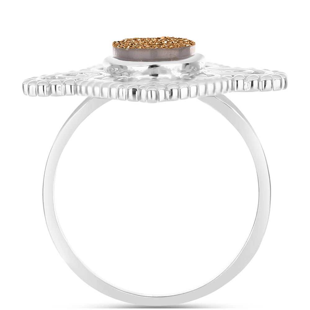 Anillo de Plata con Drusa Dorada