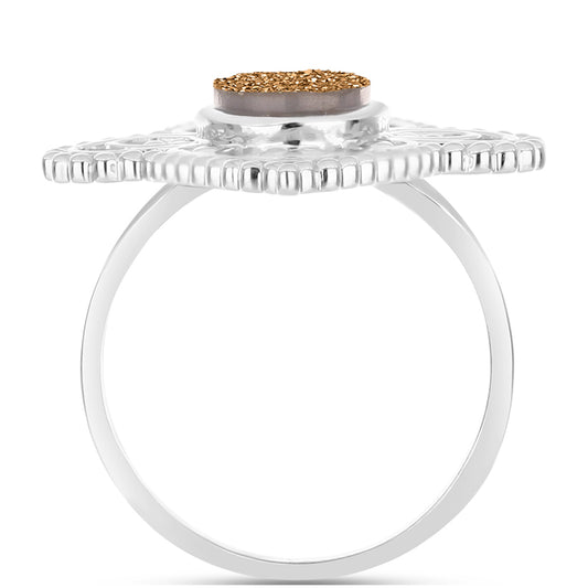 Anillo de Plata con Drusa Dorada