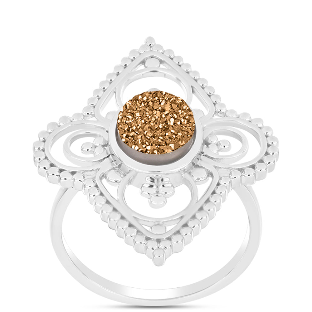 Anillo de Plata con Drusa Dorada