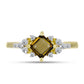 Anillo de Plata Bañada en Oro con Cuarzo Coñac y Topacio Blanco