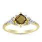 Anillo de Plata Bañada en Oro con Cuarzo Coñac y Topacio Blanco