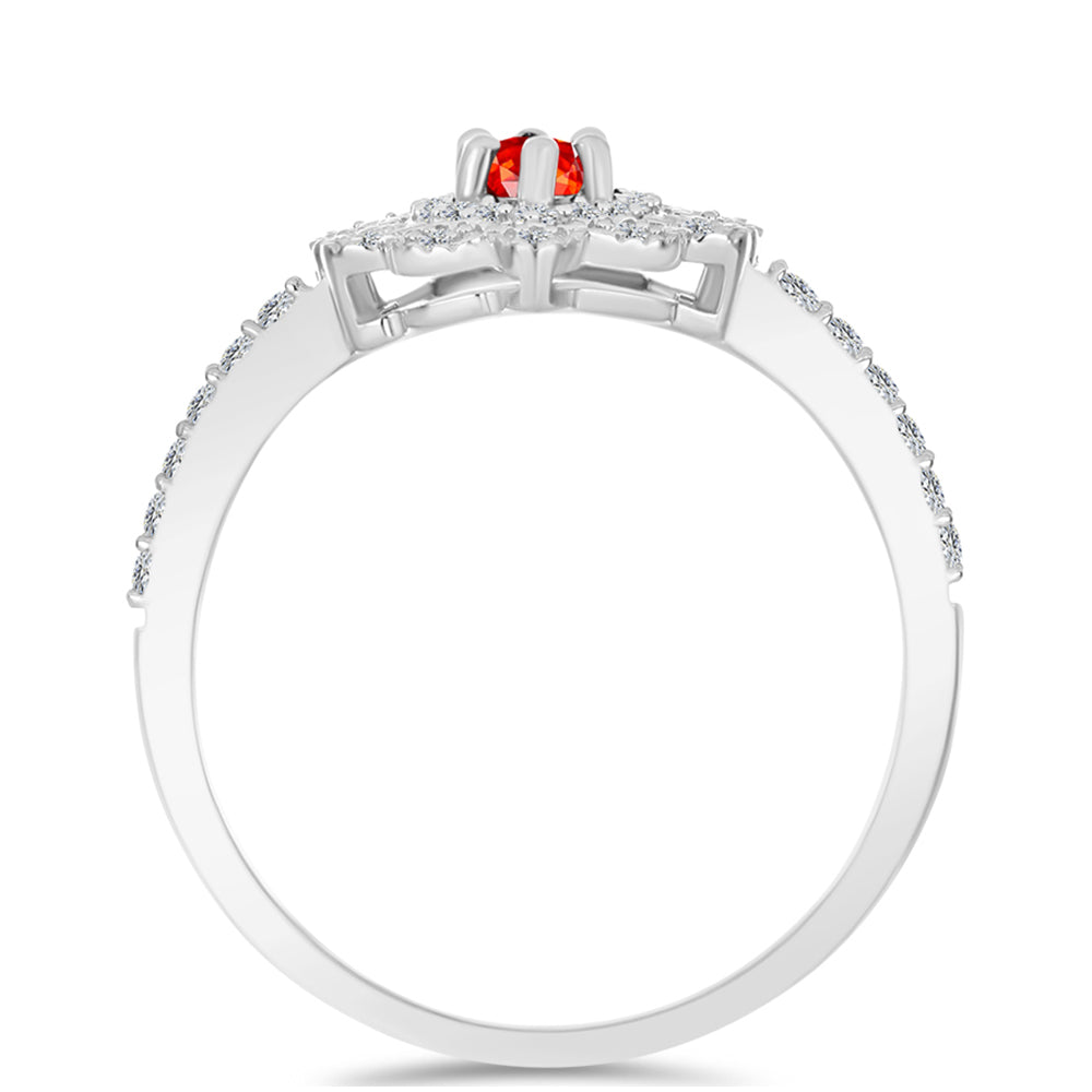 Anillo de Plata con Ópalo Rojo etíope de Lega Dembi y Topacio Blanco 2 