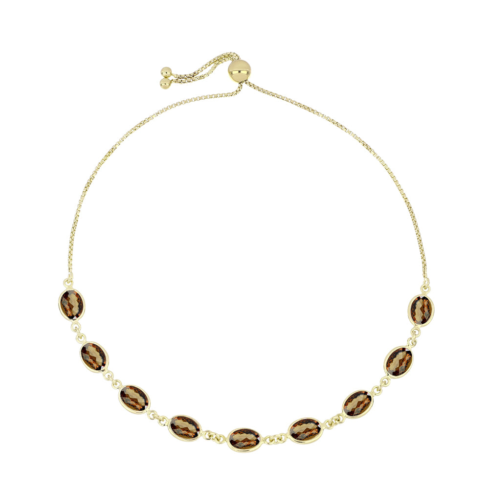 Pulsera de Plata Bañada en Oro con Cuarzo Coñac 1 