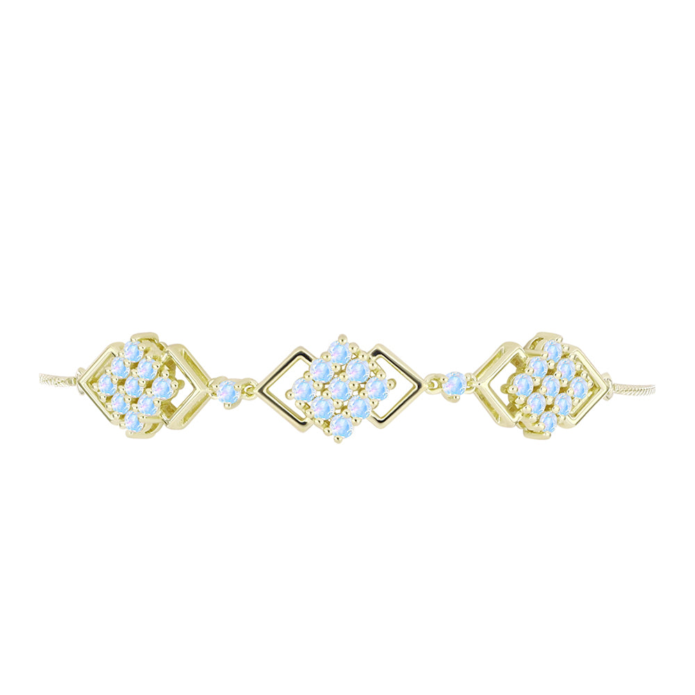 Pulsera de Plata Bañada en Oro con Piedra Lunar Arco Iris 2 