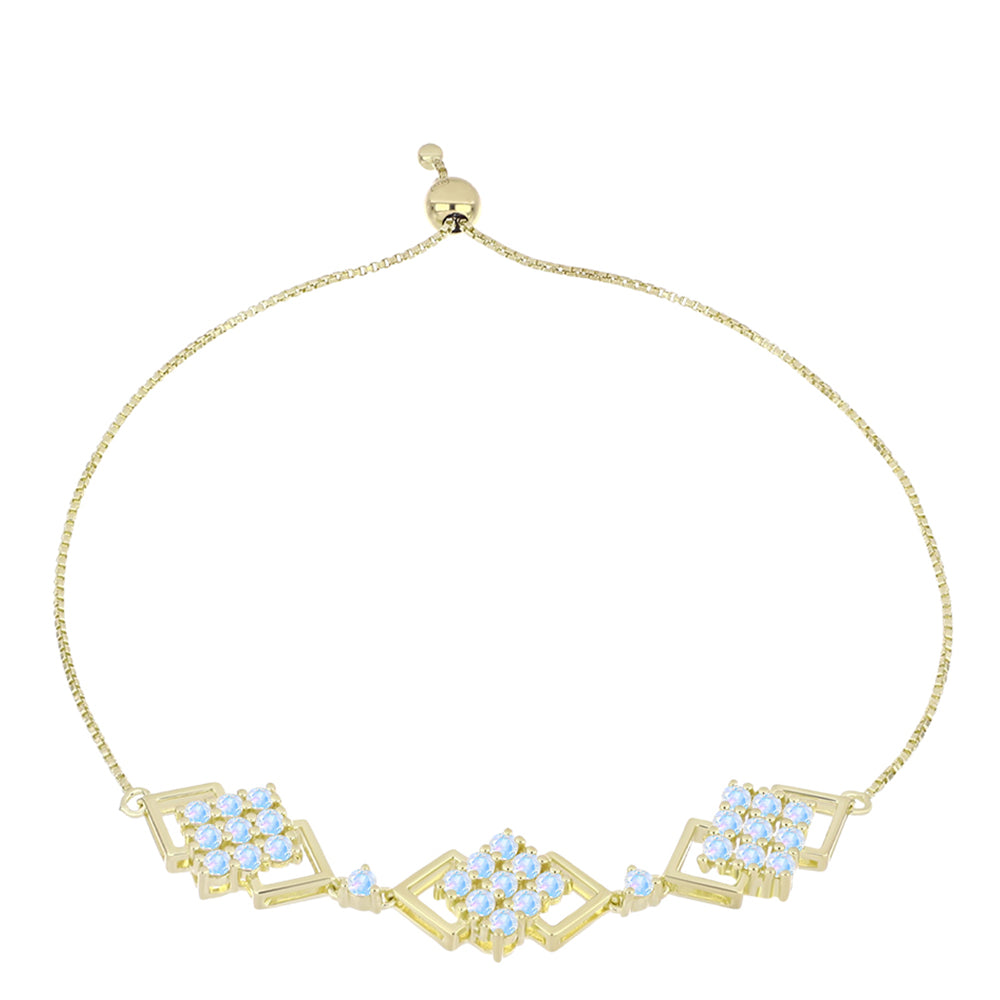 Pulsera de Plata Bañada en Oro con Piedra Lunar Arco Iris 1 