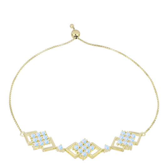 Pulsera de Plata Bañada en Oro con Piedra Lunar Arco Iris