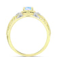 Anillo de Plata Bañada en Oro con Piedra Lunar Arco Iris y Topacio Blanco