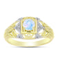 Anillo de Plata Bañada en Oro con Piedra Lunar Arco Iris y Topacio Blanco