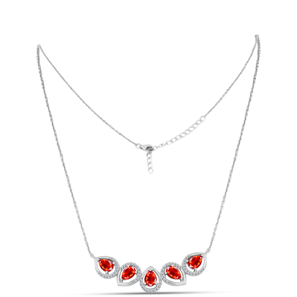 Collar de Plata con Ópalo Rojo etíope de Lega Dembi y Topacio Blanco 1 