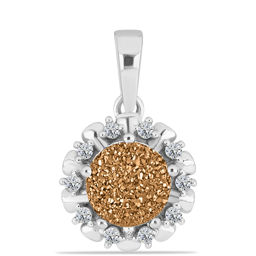 Colgante de Plata con Drusa Dorada y Topacio Blanco 1 