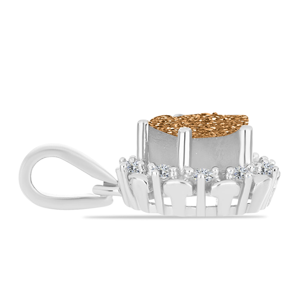Colgante de Plata con Drusa Dorada y Topacio Blanco 2 