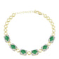 Pulsera de Plata Bañada en Oro con Esmeralda de Brasil y Topacio Blanco
