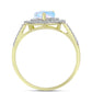 Anillo de Plata Bañada en Oro con Piedra Lunar Arco Iris y Topacio Blanco