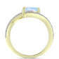 Anillo de Plata Bañada en Oro con Piedra Lunar Arco Iris y Topacio Blanco
