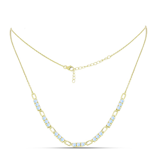 Collar de Plata Bañada en Oro con Piedra Lunar Arco Iris