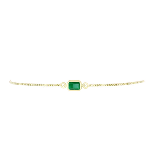 Pulsera de Plata Bañada en Oro con Esmeralda de Brasil