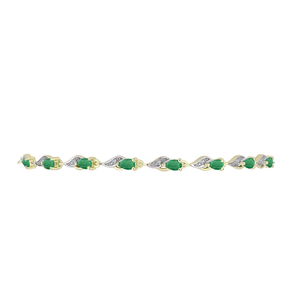 Pulsera de Plata Bañada en Oro con Esmeralda de Brasil y Topacio Blanco 2 