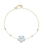 Pulsera de Plata Bañada en Oro con Piedra Lunar Arco Iris y Topacio Blanco