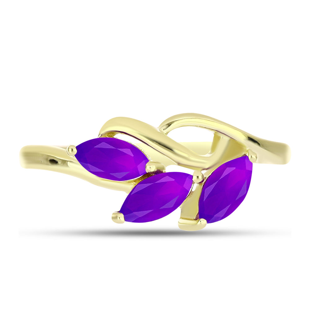 Anillo de Plata Bañada en Oro con Ágata Púrpura 1 
