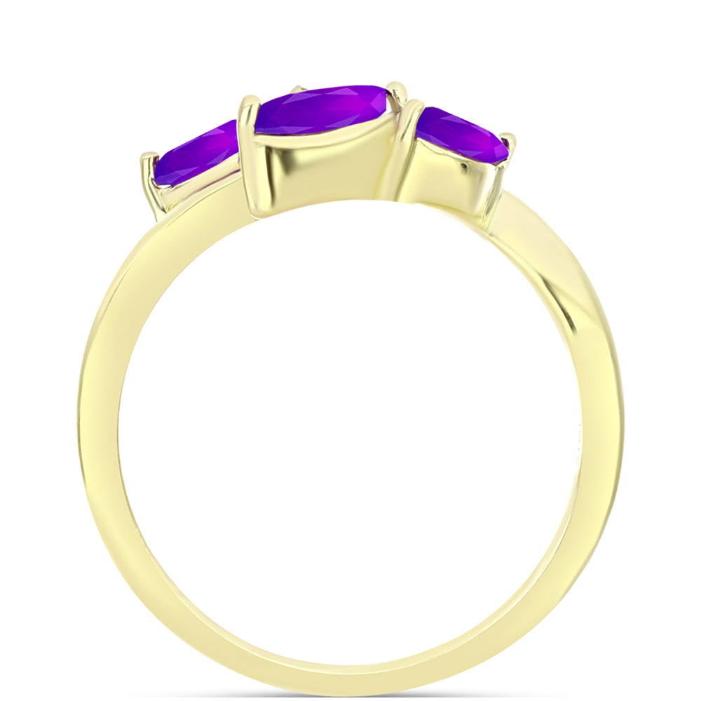 Anillo de Plata Bañada en Oro con Ágata Púrpura