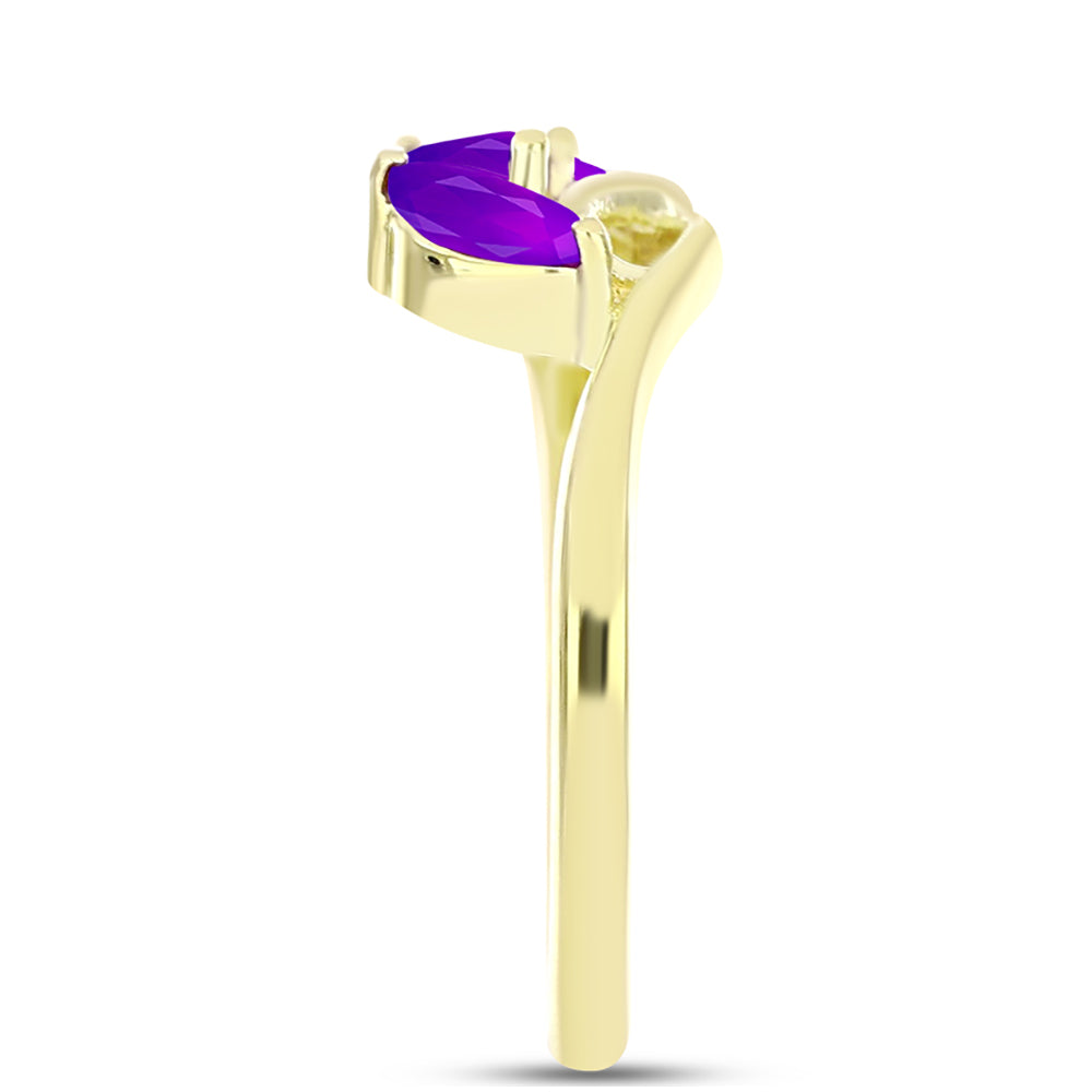 Anillo de Plata Bañada en Oro con Ágata Púrpura 4 