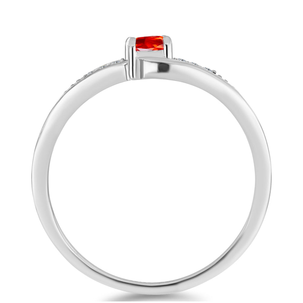 Anillo de Plata con Ópalo Rojo etíope de Lega Dembi y Topacio Blanco