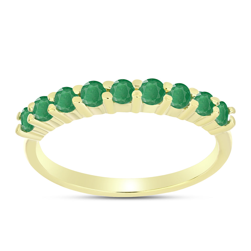 Anillo de Plata Bañada en Oro con Esmeralda de Brasil