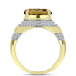 Anillo de Plata Bañada en Oro con Cuarzo Coñac y Topacio Blanco