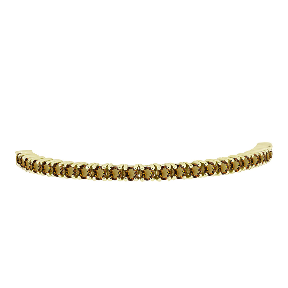Pulsera de Plata Bañada en Oro con Cuarzo Coñac