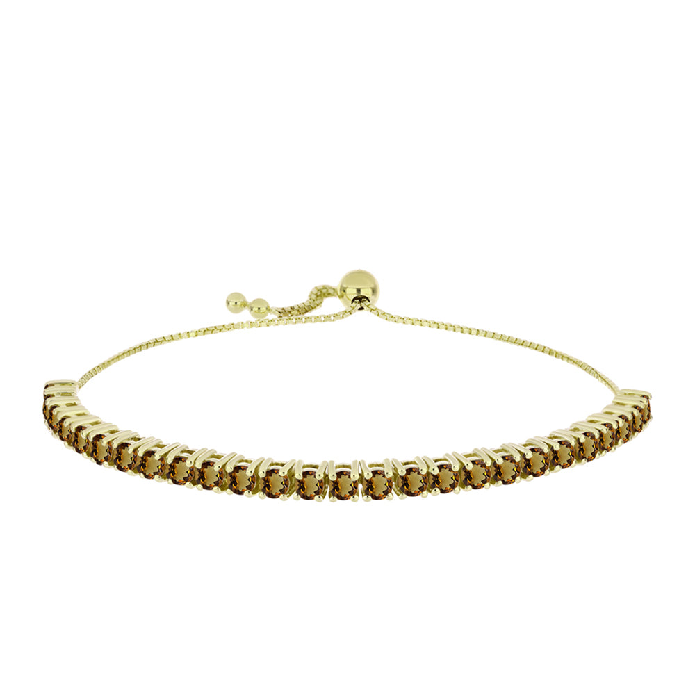 Pulsera de Plata Bañada en Oro con Cuarzo Coñac 1 