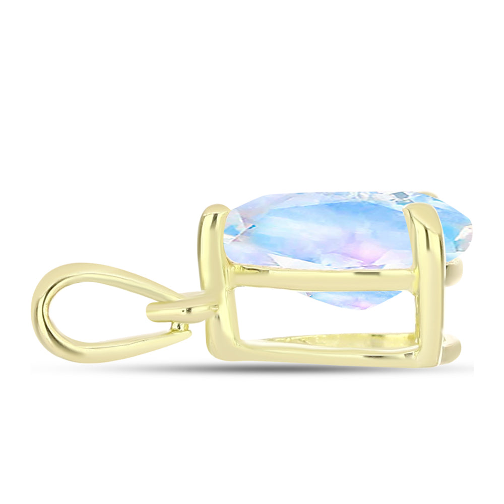 Colgante de Plata Bañada en Oro con Piedra Lunar Arco Iris