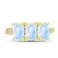 Anillo de Plata Bañada en Oro con Piedra Lunar Arco Iris