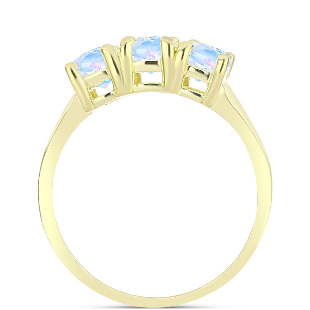 Anillo de Plata Bañada en Oro con Piedra Lunar Arco Iris