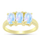 Anillo de Plata Bañada en Oro con Piedra Lunar Arco Iris