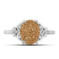 Anillo de Plata con Drusa Dorada y Topacio Blanco