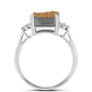 Anillo de Plata con Drusa Dorada y Topacio Blanco