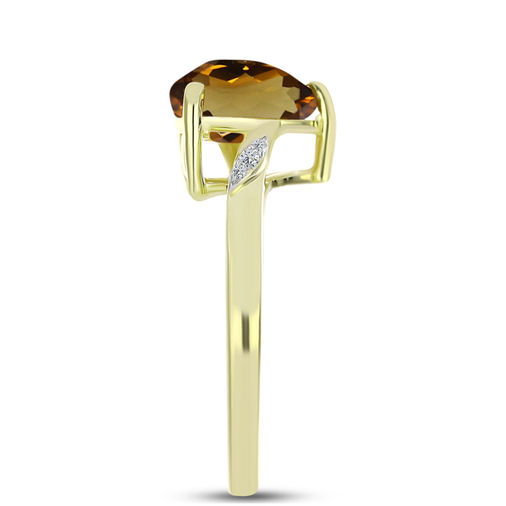Anillo de Plata Bañada en Oro con Cuarzo Coñac y Topacio Blanco
