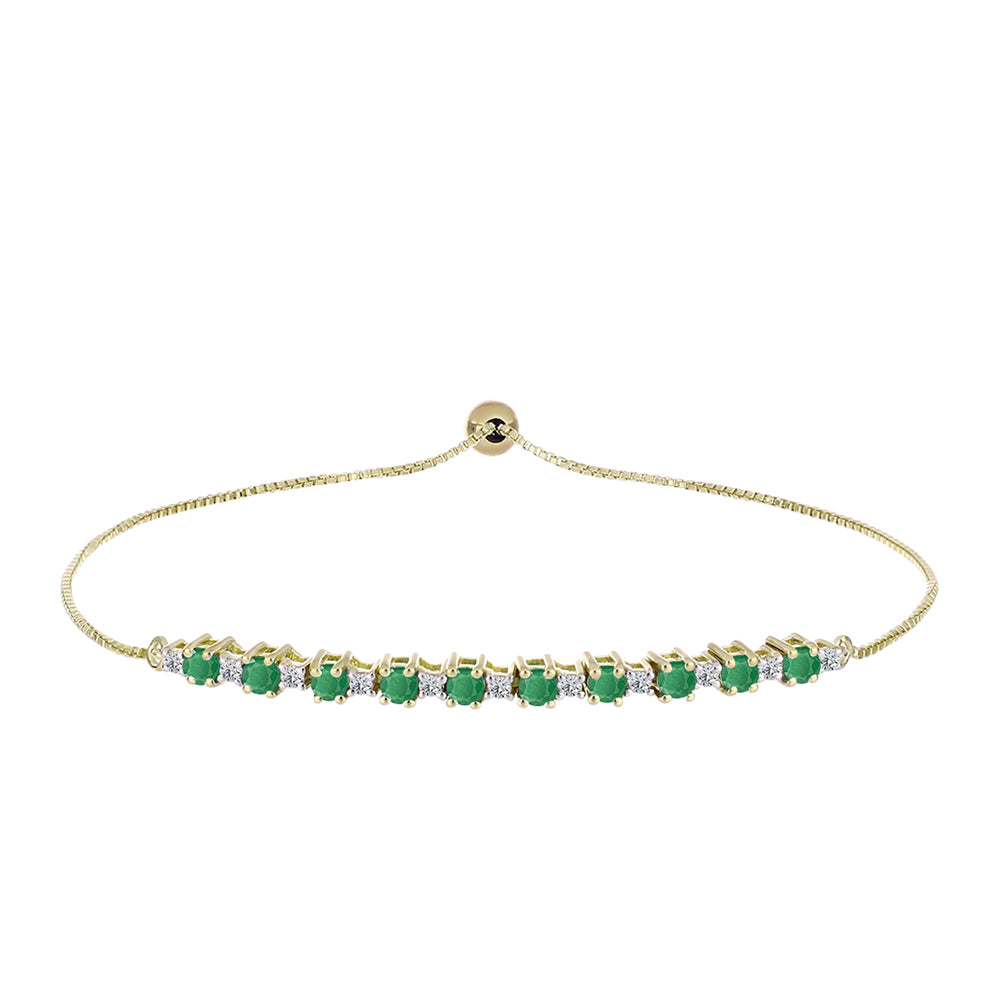 Pulsera de Plata Bañada en Oro con Esmeralda de Brasil y Topacio Blanco 1 